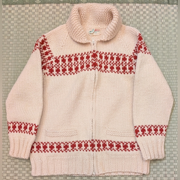 Mary Maxim Sweaters - Vintage Hand Knit Mary Maxim Cowichan Style Wool Sweater Size Small
